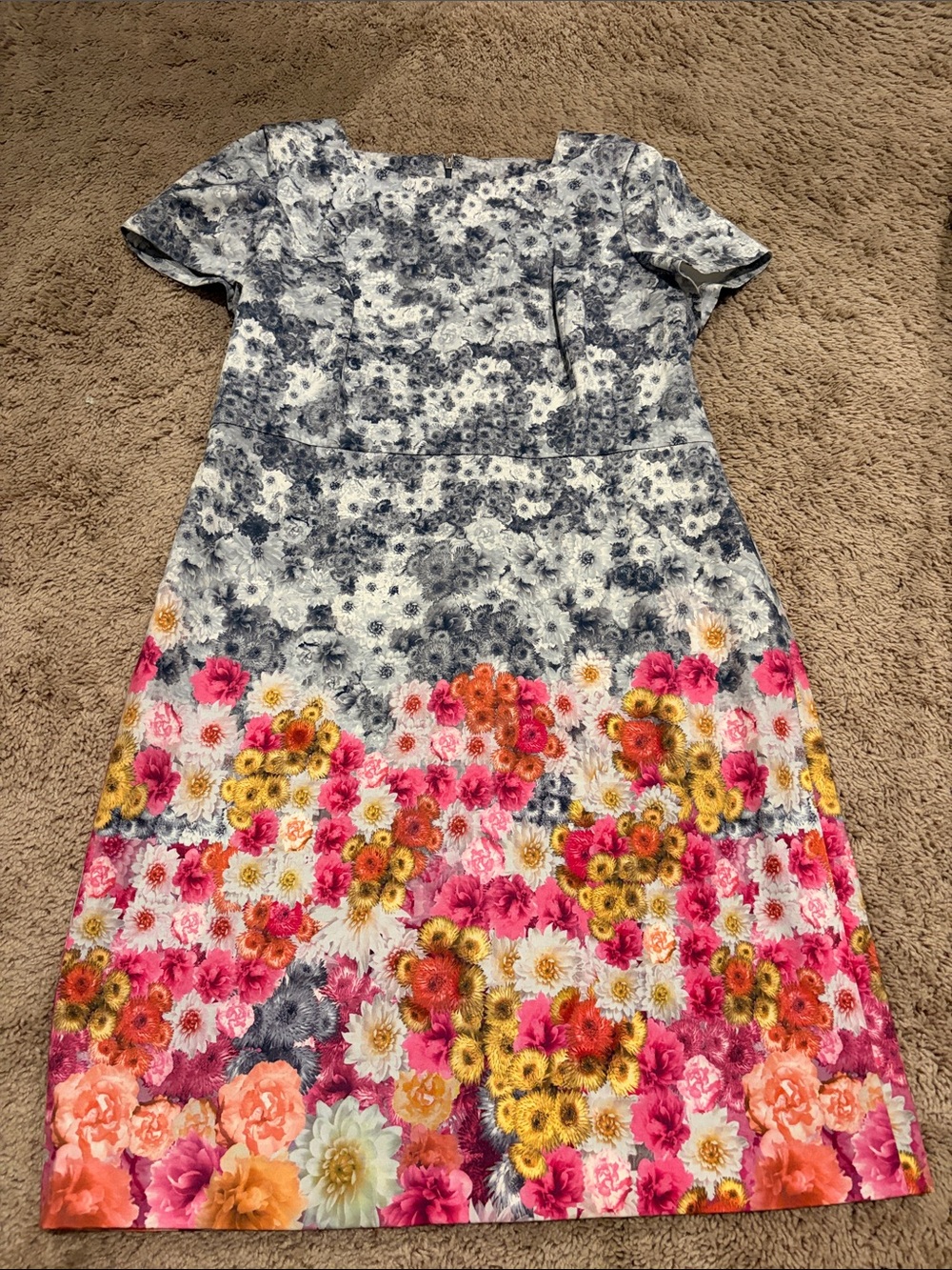 Talbots Floral Midi Dress in White, Navy, Pink, Yellow, Orange